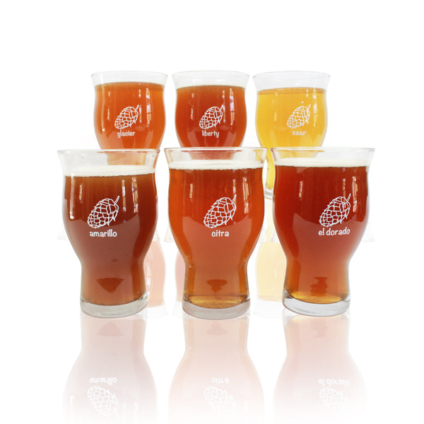 Four (4) Pack of Ultimate Pint Glasses - Printed & Etched in USA - 4  Individually Labeled with Unique Hops Beer Glass Gift Box Set