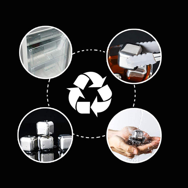 Stainless Steel Ice Cubes 4-Pack - Perfect for chilling drinks without watering them down.