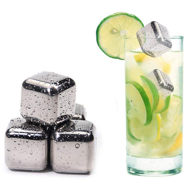 Stainless Steel Ice Cubes 4-Pack - Perfect for chilling drinks without watering them down.