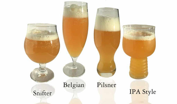 These four glasses combine to make a complete set of beer glasses for tasting all style beers.