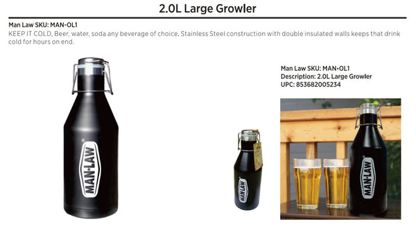 Man Law 67oz Stainless Steel Double Wall Growler